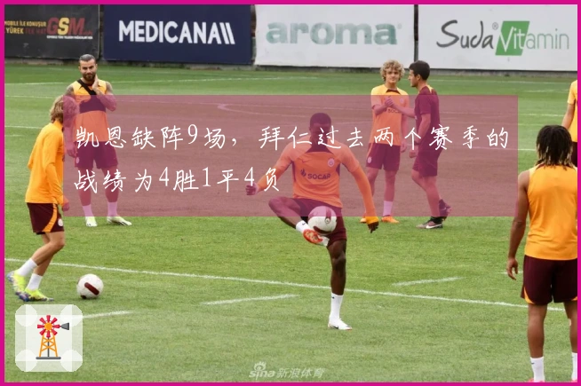 凯恩缺阵9场，拜仁过去两个赛季的战绩为4胜1平4负